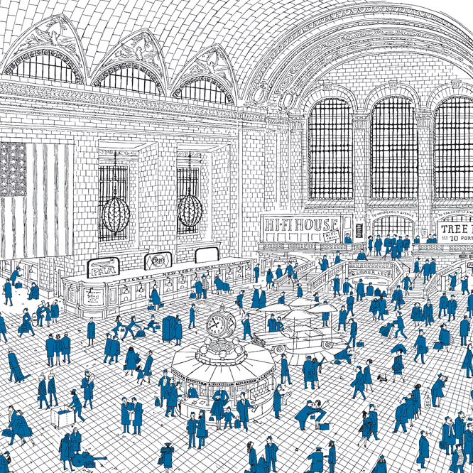 Grand Central Station. Ilustracion de Werner Kruse.